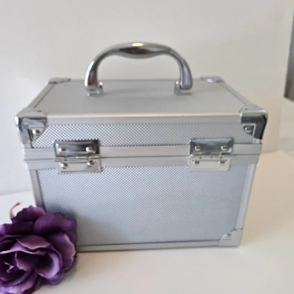 SILVER COSMETICS TRAIN CASE NWOT